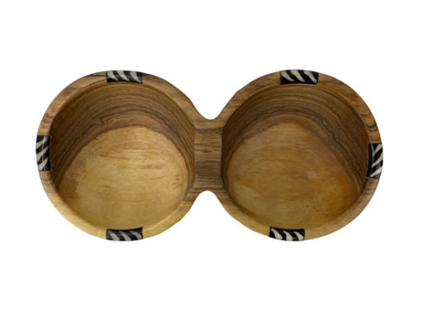 Doppelschale Olivenholz mit Knochenbatik